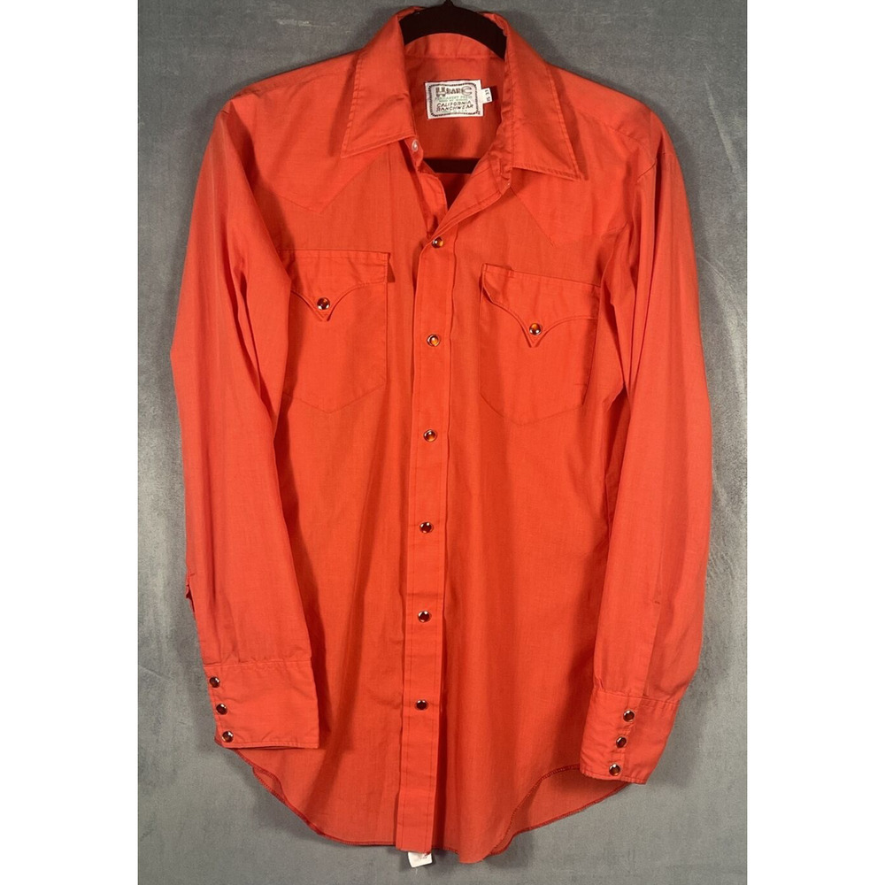 H Bar‎ C Shirt Mens Pearl Snap Rodeo Western California Ranchwear 15/33 Red